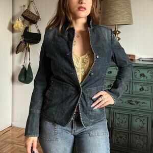 Gorgeous Vintage 90s deep blue jean jacket by Marithé + François Girbaud.